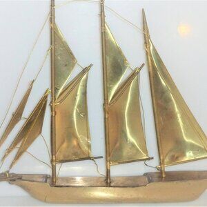 BRASS SAILBOAT Vintage Brass Sailboat Antique Brass Boat Vintage Book End